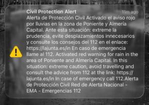 ES-ALERT send to phones in Almeria