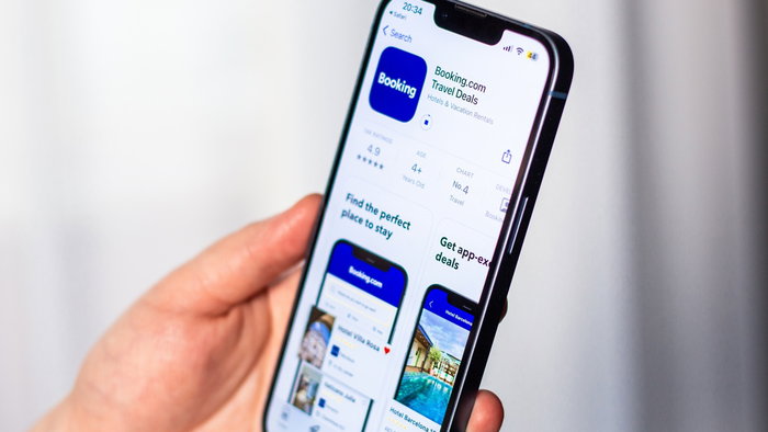 Booking.com app displayed on a smartphone screen