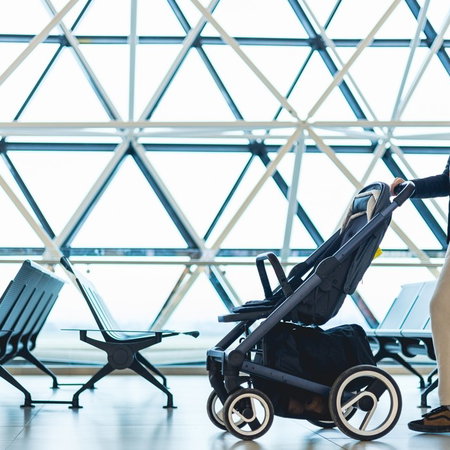 mother and baby at airport