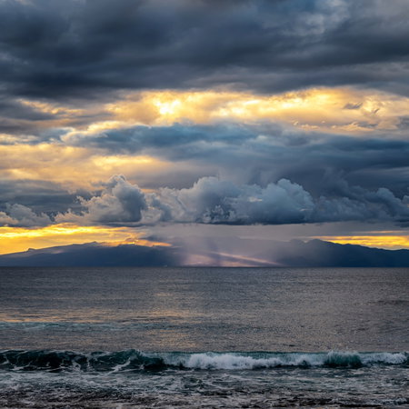 Teide mountain under rain clouds