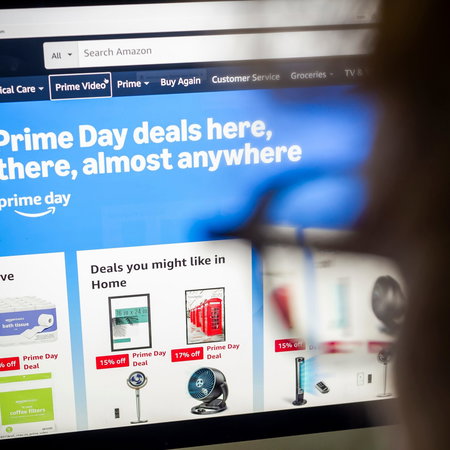 Woman looking at the Amazon website