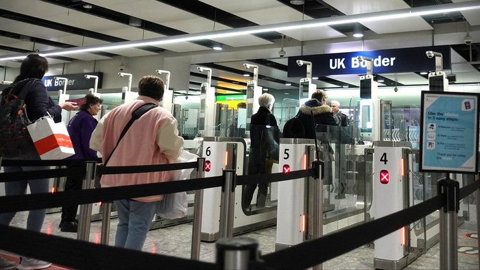 passport control in UK airport