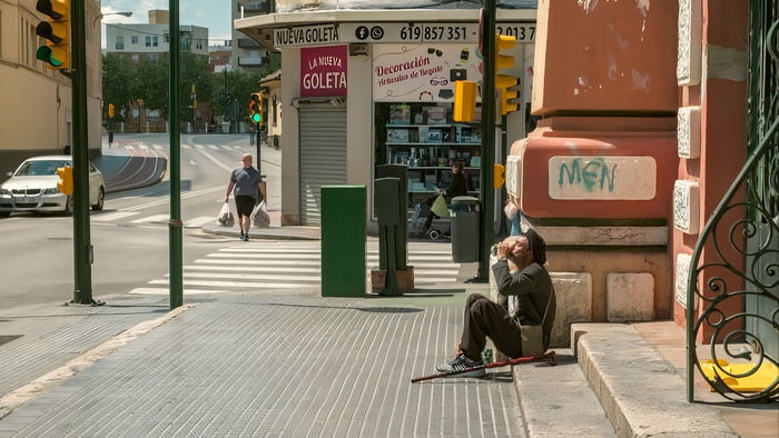 homeless man in Malaga