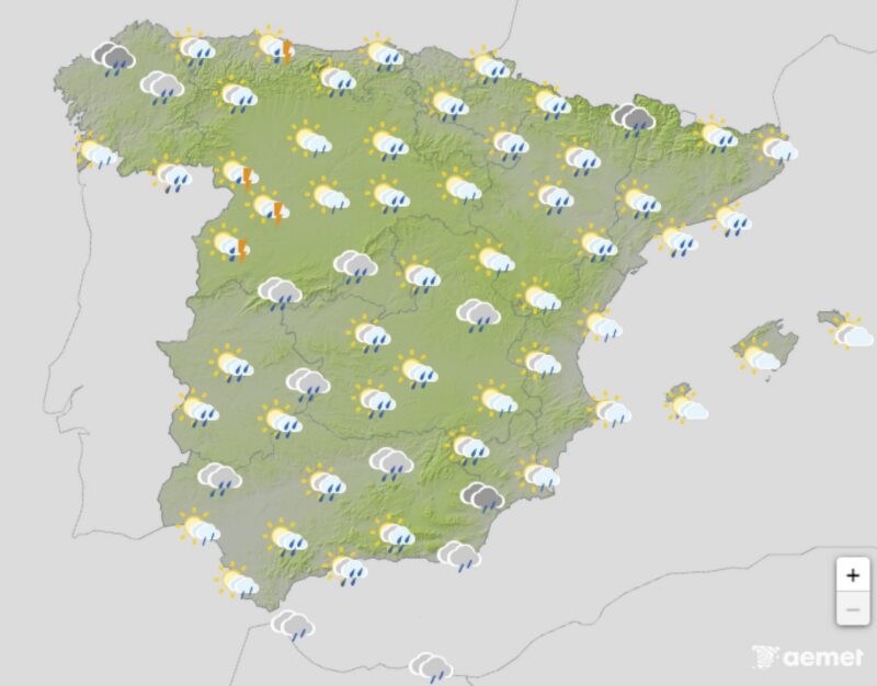 AEMET's map of Spain for Tuesday